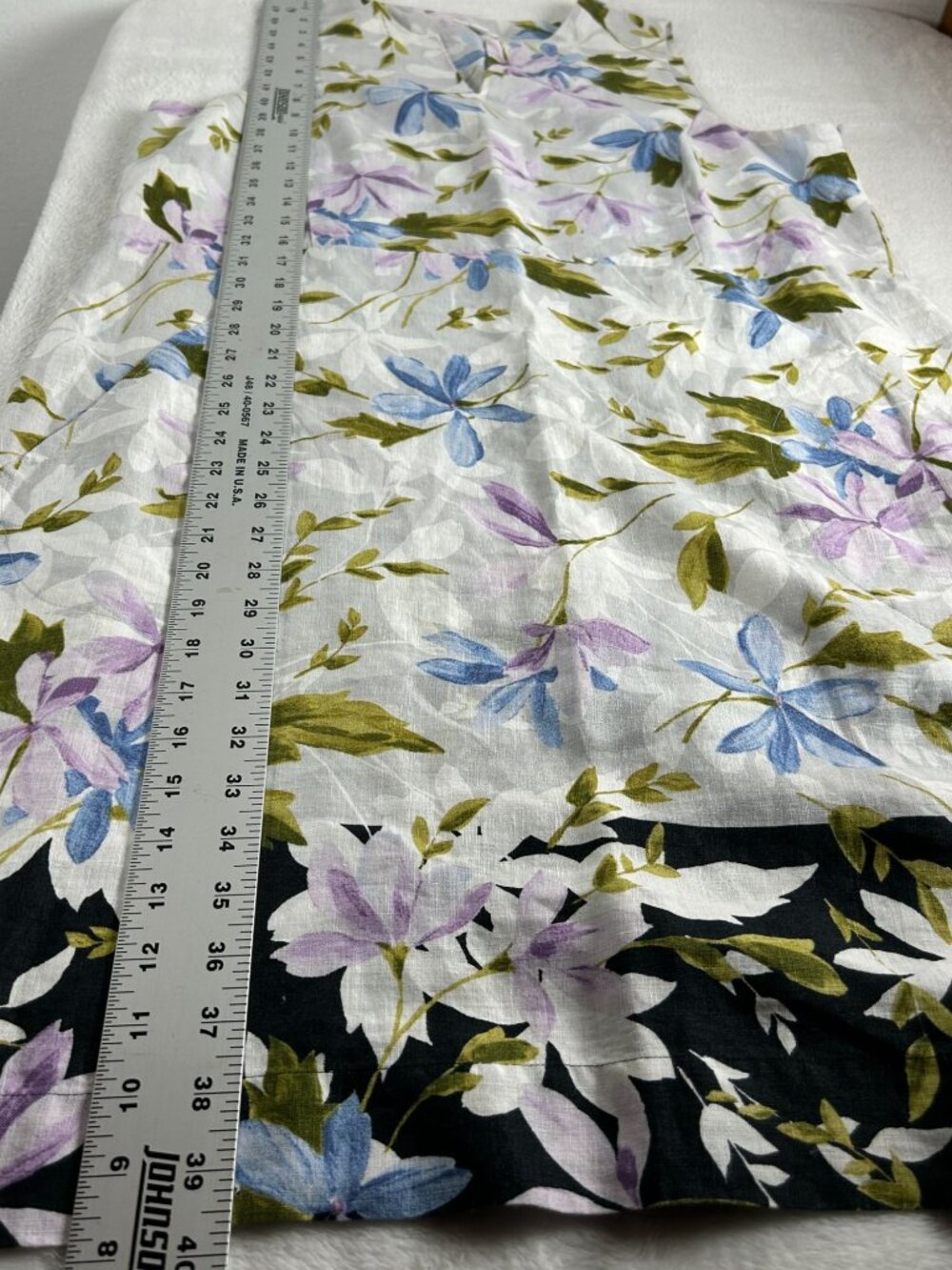 J. Jill Love Linen Womens Floral Sleeveless Dress Large Purple Blue Botanical - Picture 10 of 10